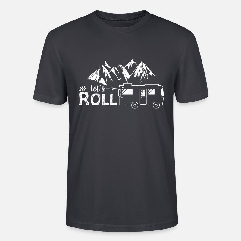 Let's Roll - Camping - Stanley/Stella Unisex Bio-T-Shirt CRAFTER - Dunkles Graublau