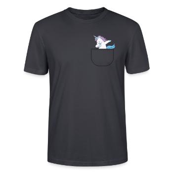 Einhorn in der Tasche - Stanley/Stella Unisex Bio-T-Shirt CRAFTER - Dunkles Graublau - Vorne - Alina (178cm) & Michal (187cm)