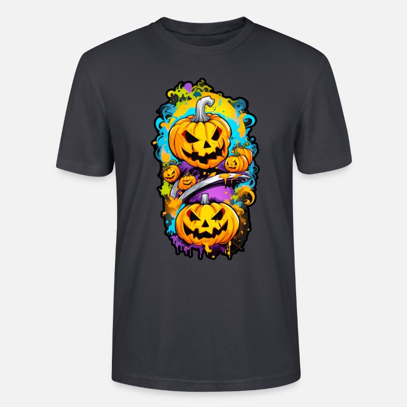 Halloween Kürbiskopf - Stanley/Stella Unisex Bio-T-Shirt CRAFTER - Dunkles Graublau