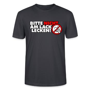 Bitte nicht am Lack lecken! - Stanley/Stella Unisex Bio-T-Shirt CRAFTER - Dunkles Graublau - Vorne - Alina (178cm) & Michal (187cm)