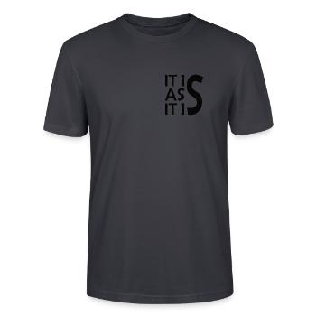 Es ist wie es ist - Stanley/Stella Unisex Bio-T-Shirt CRAFTER - Dunkles Graublau - Vorne - Alina (178cm) & Michal (187cm)