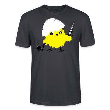 Kampf Küken - Stanley/Stella Unisex Bio-T-Shirt CRAFTER - Dunkles Graublau - Vorne - Alina (178cm) & Michal (187cm)