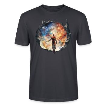 Exiting The Cave - Stanley/Stella Unisex Bio-T-Shirt CRAFTER - Dunkles Graublau - Vorne - Alina (178cm) & Michal (187cm)