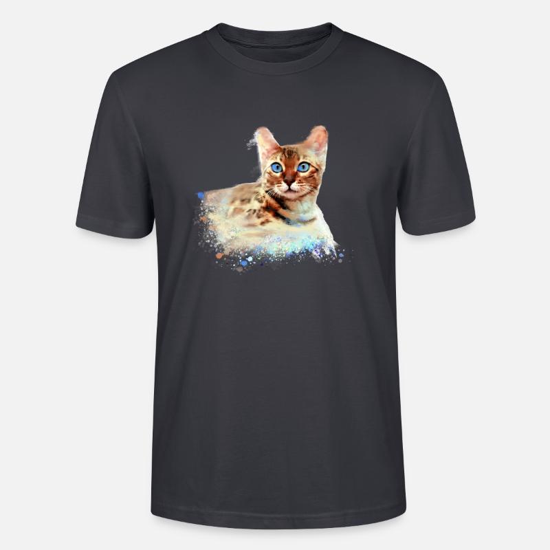 bengalkatze,katze,bengal,graffiti,malerei,aquarell - Stanley/Stella Unisex Bio-T-Shirt CRAFTER - Dunkles Graublau