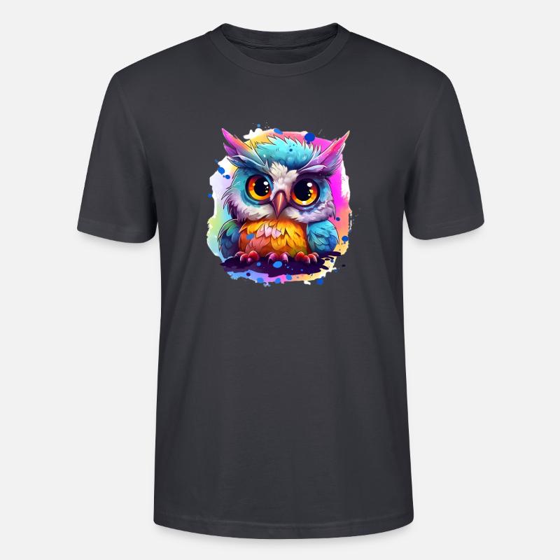 Niedliche Wachsame Eule | Nachtschwärmer Eule - Stanley/Stella Unisex Bio-T-Shirt CRAFTER - Dunkles Graublau
