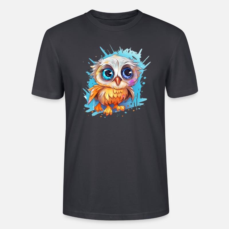 Niedliche Wachsame Eule | Nachtschwärmer Eule - Stanley/Stella Unisex Bio-T-Shirt CRAFTER - Dunkles Graublau