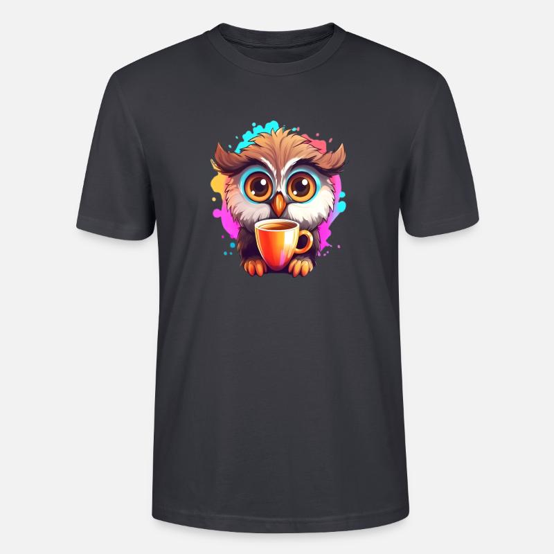 Niedliche Wachsame Eule | Nachtschwärmer Eule - Stanley/Stella Unisex Bio-T-Shirt CRAFTER - Dunkles Graublau