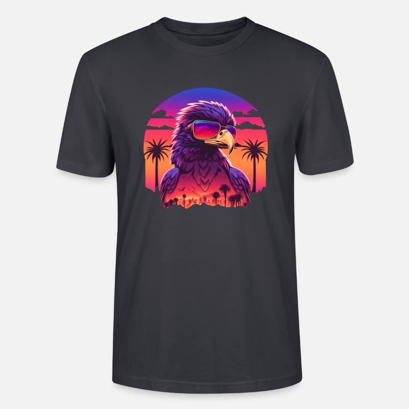 Synthwave eagle - Stanley/Stella Unisex Bio-T-Shirt CRAFTER - Dunkles Graublau