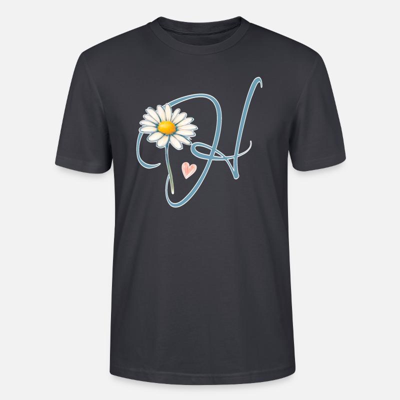 Buchstabe H Gänseblümchen Herz - Stanley/Stella Unisex Bio-T-Shirt CRAFTER - Dunkles Graublau