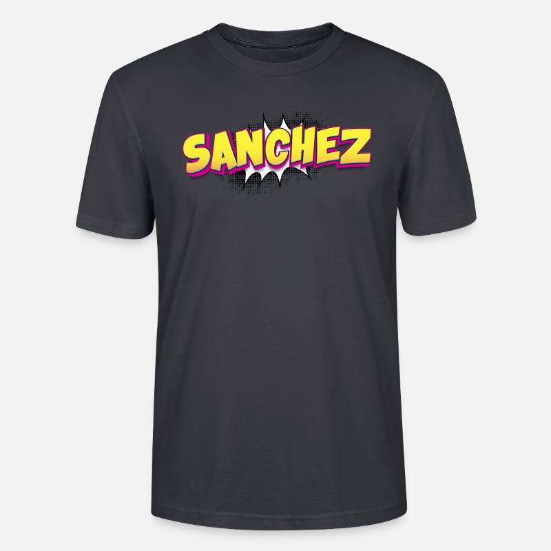 Sanchez Benutzerdefinierter Name Comic-Buch-Stil Pop-Art, - Stanley/Stella Unisex Bio-T-Shirt CRAFTER - Dunkles Graublau