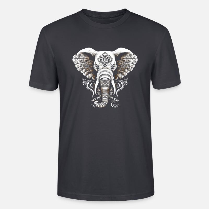 Elephant with African pattern no4 - Stanley/Stella Unisex Bio-T-Shirt CRAFTER - Dunkles Graublau