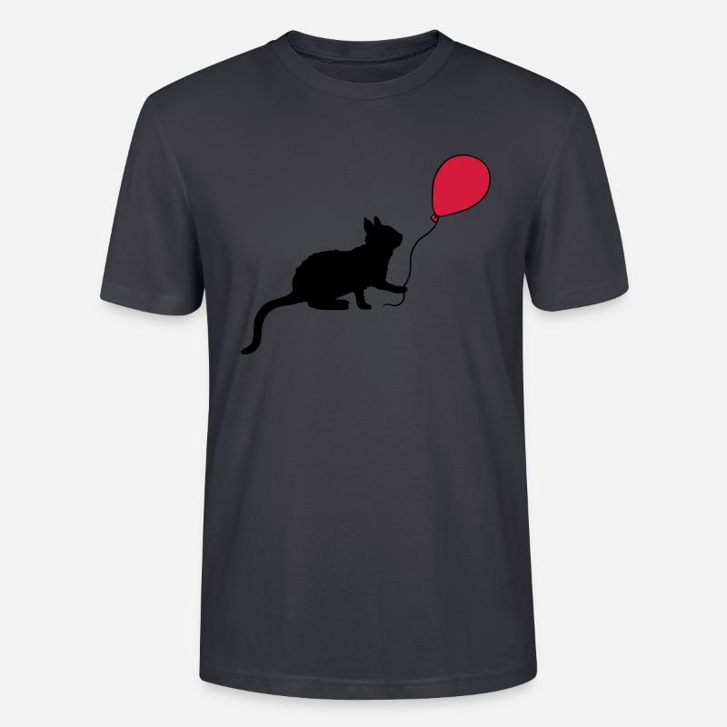 Roter Luftballon Kätzchen spielt - Stanley/Stella Unisex Bio-T-Shirt CRAFTER - Dunkles Graublau