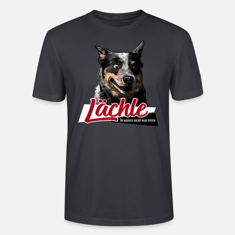 AUSTRALIAN CATTLE DOG Lächle Hundespruch - Stanley/Stella Unisex Bio-T-Shirt CRAFTER - Dunkles Graublau
