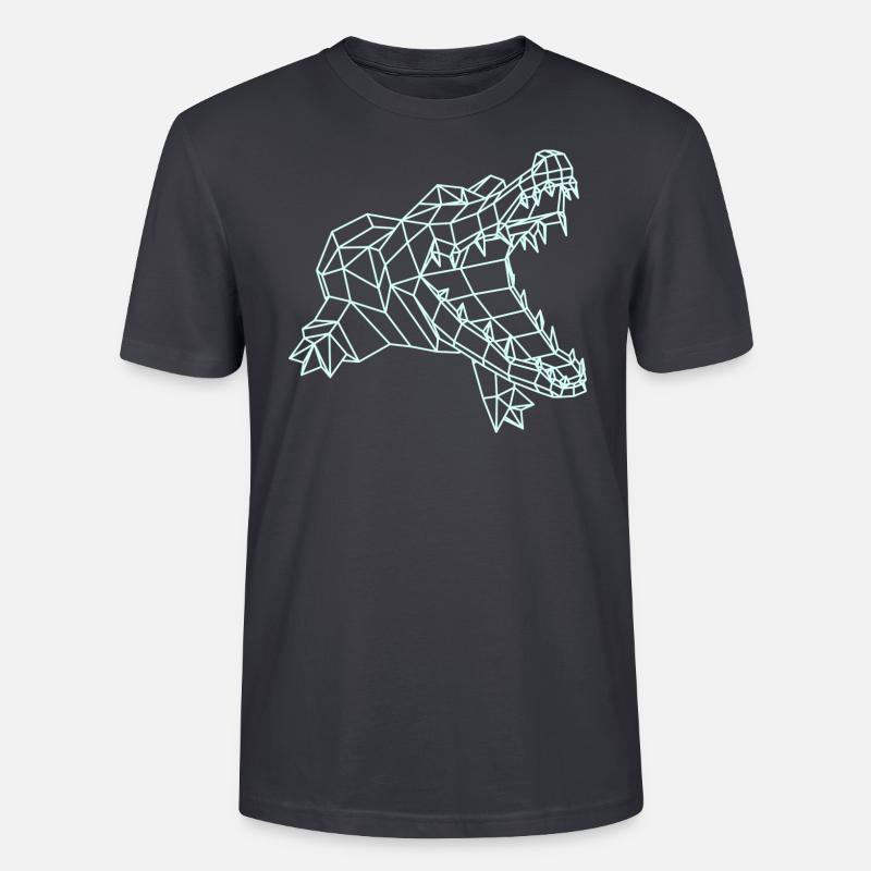 Krokodil Grafik WireFrame, Paperwolf Design - Stanley/Stella Unisex Bio-T-Shirt CRAFTER - Dunkles Graublau