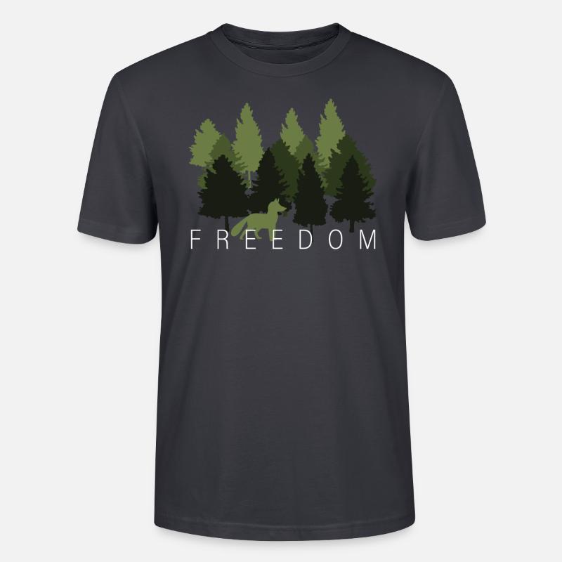 Fuchs Wald Freiheit Spruch - Stanley/Stella Unisex Bio-T-Shirt CRAFTER - Dunkles Graublau