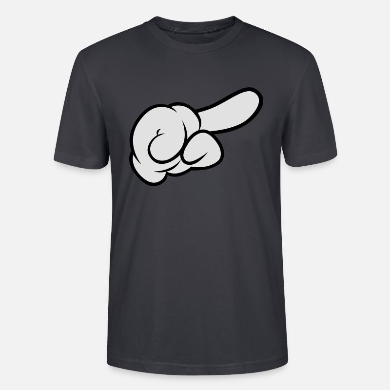 Comic Hand Pointing (Right) - Stanley/Stella Unisex Bio-T-Shirt CRAFTER - Dunkles Graublau
