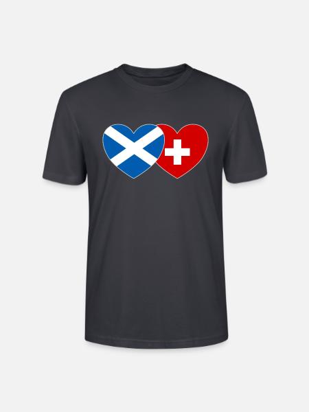 Schottland Schweiz Flagge Herz - Stanley/Stella Unisex Bio-T-Shirt CRAFTER - Dunkles Graublau