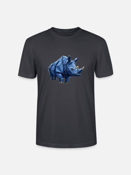 Rhino-Vektorsymbol: Polygonale Buntglaskunst - Stanley/Stella Unisex Bio-T-Shirt CRAFTER - Dunkles Graublau