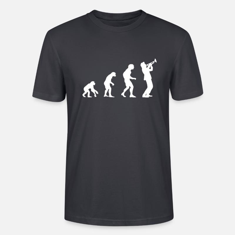 Evolution du singe au trompettiste - T-shirt bio CRAFTER Stanley Stella Unisexe - bleu gris foncé