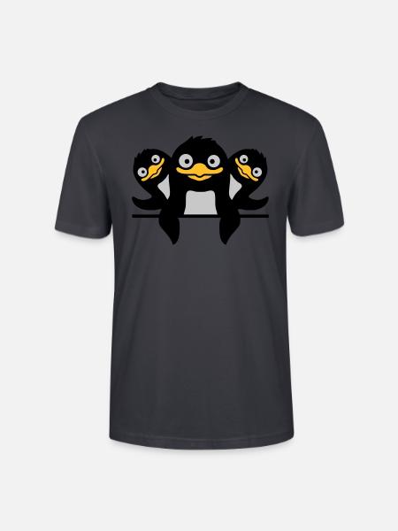 Funny Penguins 3 Friends - Stanley/Stella CRAFTER Unisex Organic T-Shirt - India Ink Grey