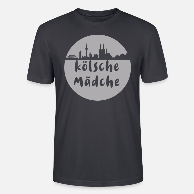 Köln, skyline,scherenschnitt,grau,kölsche mädche - Stanley/Stella Unisex Bio-T-Shirt CRAFTER - Dunkles Graublau