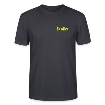 Be alive 3 - Stanley/Stella CRAFTER Unisex Organic T-Shirt - India Ink Grey - Front - Alina (178cm) & Michal (187cm)