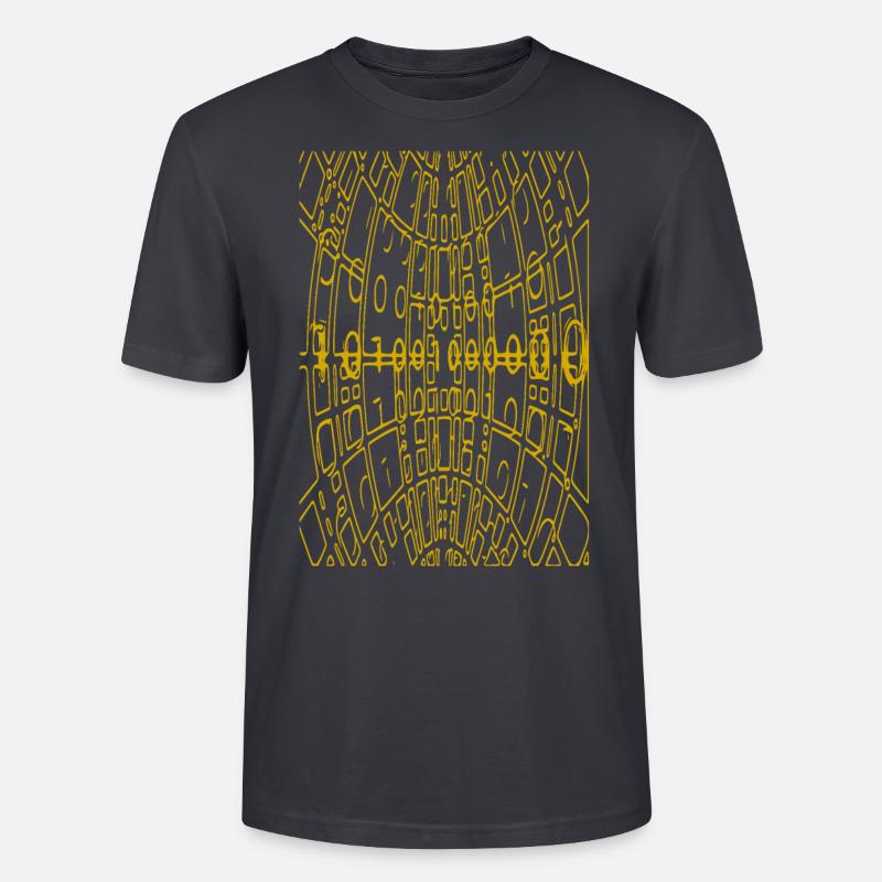 Binary Code Abstract (yellow) - Stanley/Stella CRAFTER Unisex Organic T-Shirt - India Ink Grey