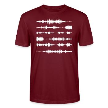 Music Bitraten - Stanley/Stella Unisex Bio-T-Shirt CRAFTER - Burgunderrot - Vorne - Alina (178cm) & Michal (187cm)