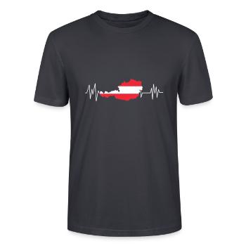 Österreich Herzschlag - Stanley/Stella Unisex Bio-T-Shirt CRAFTER - Dunkles Graublau - Vorne - Alina (178cm) & Michal (187cm)