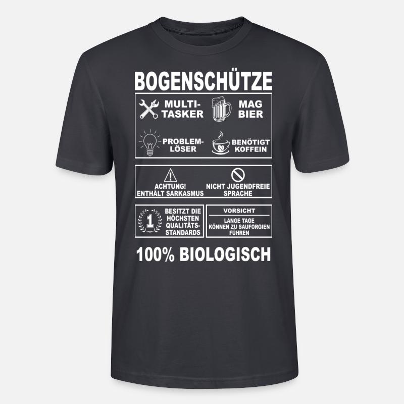Bogenschiessen Bogenschütze Bogen Pfeil Langbogen - Stanley/Stella Unisex Bio-T-Shirt CRAFTER - Dunkles Graublau