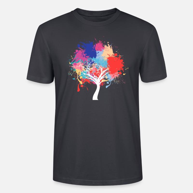 Umweltschutz Tree paint splash - Stanley/Stella Unisex Bio-T-Shirt CRAFTER - Dunkles Graublau