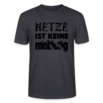 Hetze ist keine Meinung - T-Shirt gegen rechts - Stanley/Stella Unisex Bio-T-Shirt CRAFTER - Dunkles Graublau - Vorne - Alina (178cm) & Michal (187cm)