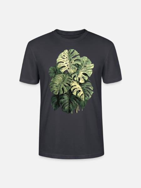 Große Monstera Variegata - Pflanzen Sammler - Stanley/Stella Unisex Bio-T-Shirt CRAFTER - Dunkles Graublau