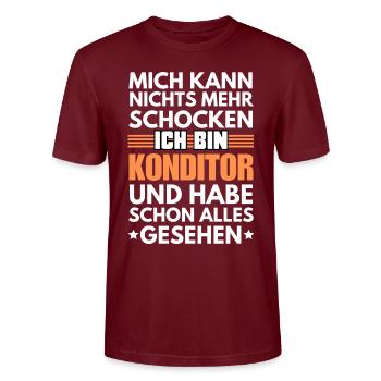 Non-shockable pastry chef - Stanley/Stella CRAFTER Unisex Organic T-Shirt - burgundy - Front - Alina (178cm) & Michal (187cm)