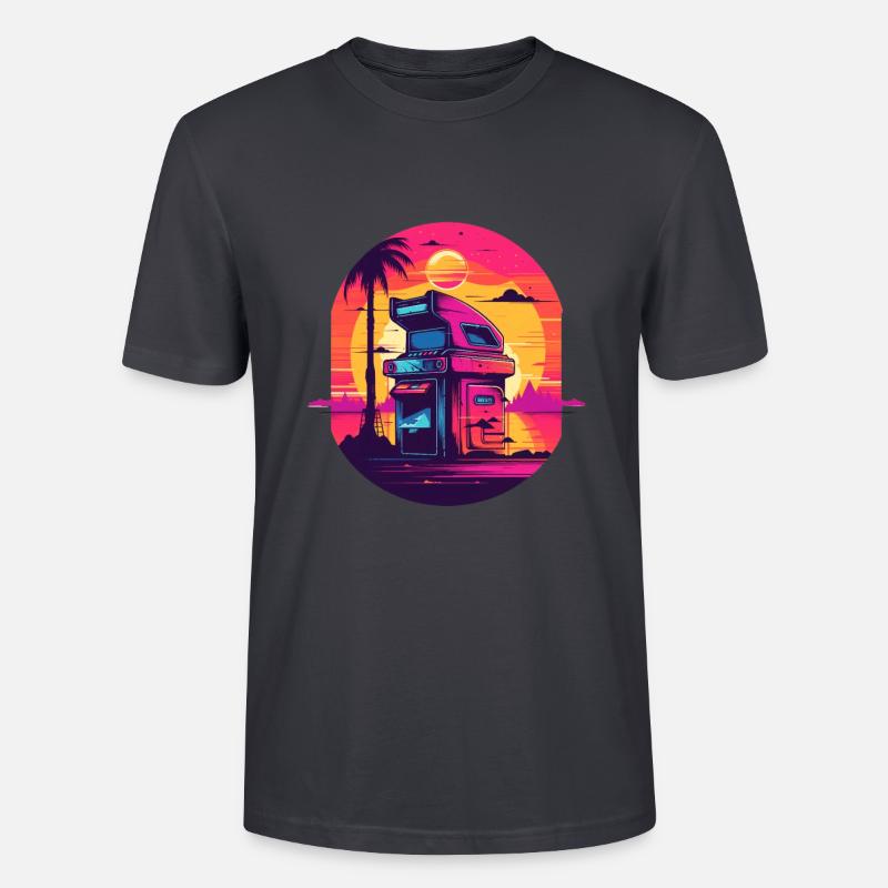 Game Over Arcade-Stil Retro Konsolen-Controller - Stanley/Stella Unisex Bio-T-Shirt CRAFTER - Dunkles Graublau