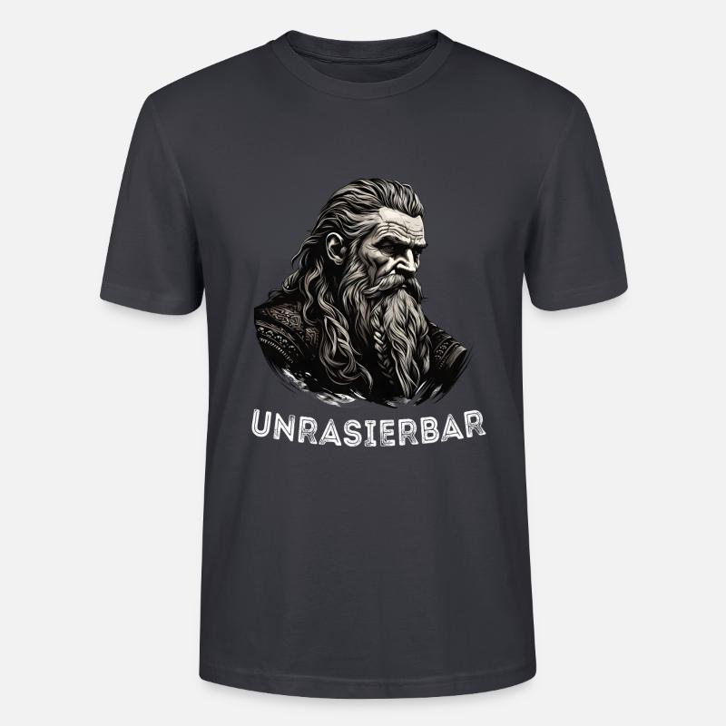 Lustiger Bart Spruch Wikinger Bartträger - Stanley/Stella Unisex Bio-T-Shirt CRAFTER - Dunkles Graublau