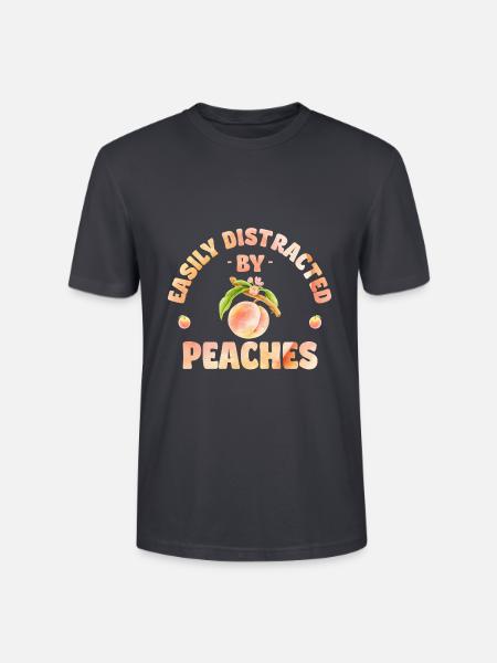 Easily distracted by peaches - Stanley/Stella Unisex Bio-T-Shirt CRAFTER - Dunkles Graublau