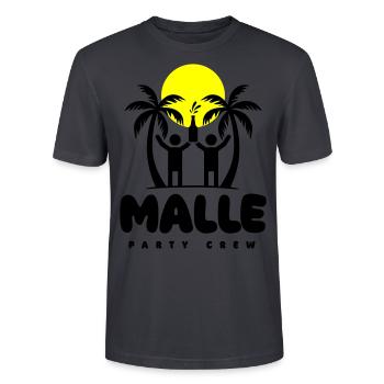 Malle Party Crew Mallorca Spruch - Stanley/Stella Unisex Bio-T-Shirt CRAFTER - Dunkles Graublau - Vorne - Alina (178cm) & Michal (187cm)