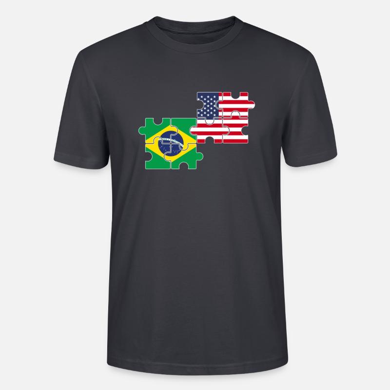 Brésil États-Unis Drapeau Brésil - T-shirt bio CRAFTER Stanley Stella Unisexe - bleu gris foncé
