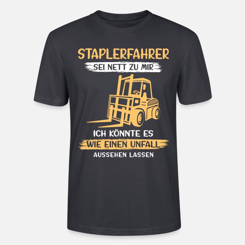 Lagerarbeiter Logistiker Stapler Staplerfahrer - Stanley/Stella Unisex Bio-T-Shirt CRAFTER - Dunkles Graublau