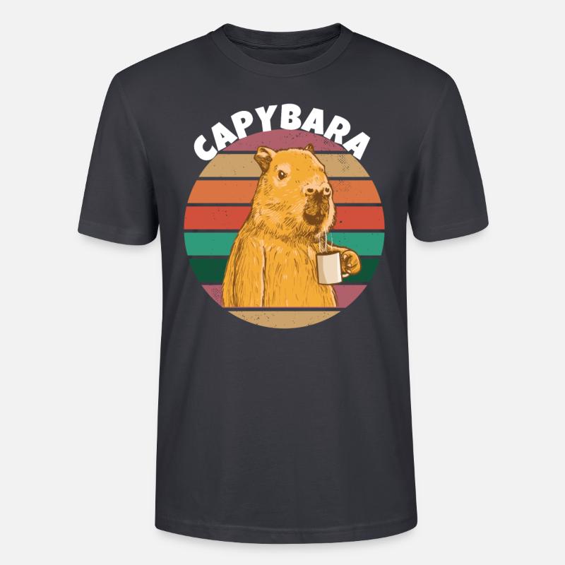Café Capybara - T-shirt bio CRAFTER Stanley Stella Unisexe - bleu gris foncé