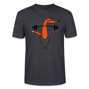 Smart weightlifter - Stanley/Stella CRAFTER Unisex Organic T-Shirt - India Ink Grey - Front - Alina (178cm) & Michal (187cm)