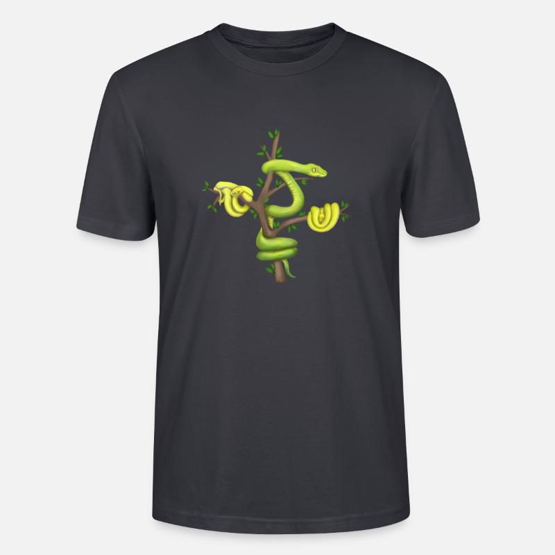 Der Grüne Python - Baumpython - Stanley/Stella Unisex Bio-T-Shirt CRAFTER - Dunkles Graublau