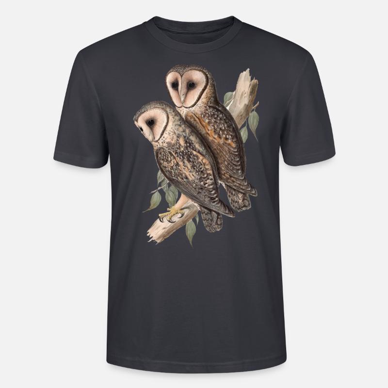 Eule Eulenpärchen Schleiereule - Stanley/Stella Unisex Bio-T-Shirt CRAFTER - Dunkles Graublau