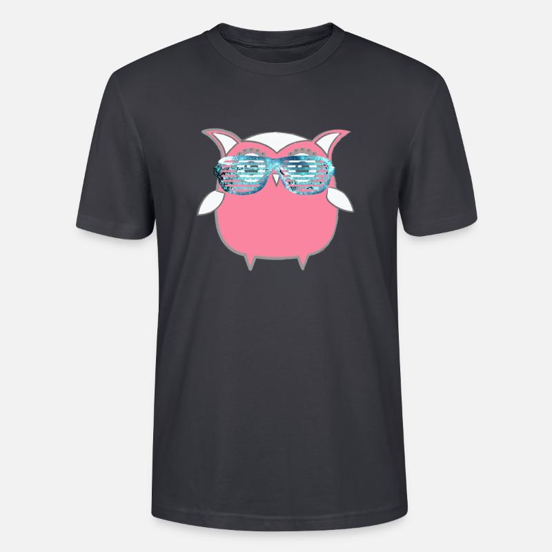 Eule, Comic,mint,Sonnenbrllle, spacebrille,sommer, - Stanley/Stella Unisex Bio-T-Shirt CRAFTER - Dunkles Graublau