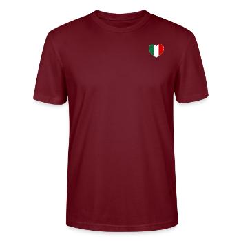 Italy Flag Heart Wide - Stanley/Stella CRAFTER Unisex Organic T-Shirt - burgundy - Front - Alina (178cm) & Michal (187cm)