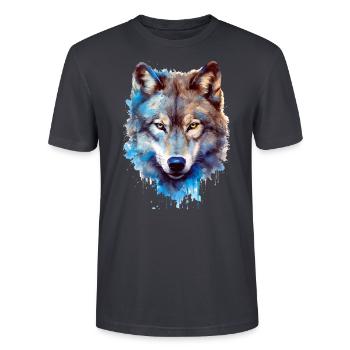 Spirit of the Wolf - Stanley/Stella Unisex Bio-T-Shirt CRAFTER - Dunkles Graublau - Vorne - Alina (178cm) & Michal (187cm)