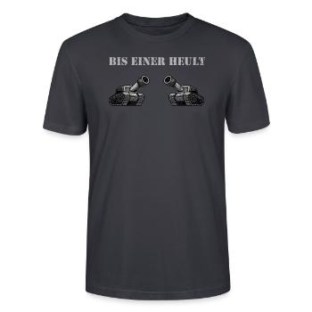 Leopard Militär Panzer Tiger Soldat Fan Geschenk - Stanley/Stella Unisex Bio-T-Shirt CRAFTER - Dunkles Graublau - Vorne - Alina (178cm) & Michal (187cm)