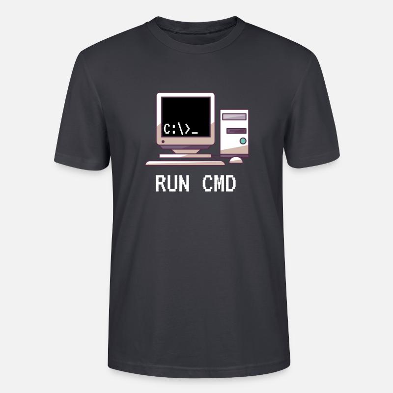 Console Funny Nerd Run CMD - Stanley/Stella Unisex Bio-T-Shirt CRAFTER - Dunkles Graublau