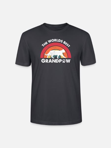 Retro Worlds Best Grandpaw Vatertag Opa Geschenk - Stanley/Stella Unisex Bio-T-Shirt CRAFTER - Dunkles Graublau
